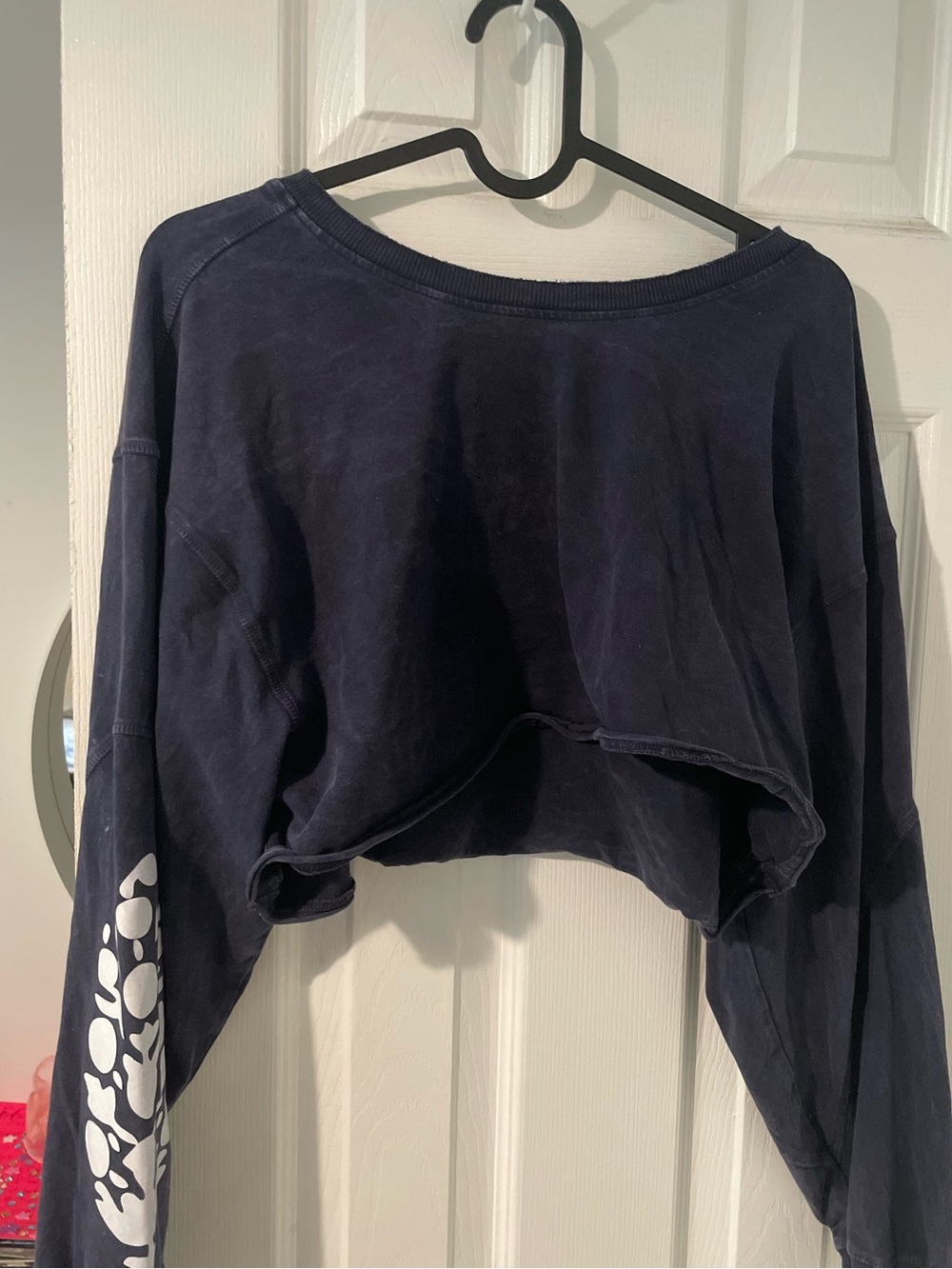 Free People Active Cropped Dark Wash Sweatshirt